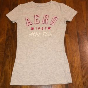 It is a grey aeropostale shirt.